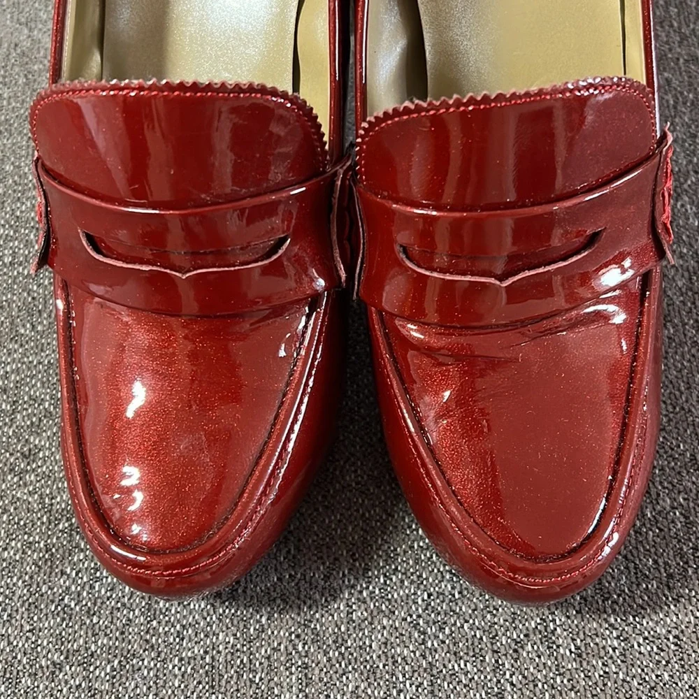 Me Too loafer heels glittery patent red leather - Picture 9 of 10